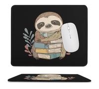 Cartoon Sloth Holding Books Mouse Pad Waterproof Ultra-Thin Non-Slip Rubber Base Square Mouse Mat Gaming Mousepad 9.8"x11.8"