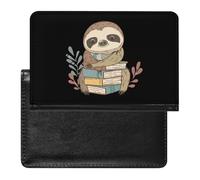 Cartoon Sloth Holding Books Passport Holder Cover Wallet Slim Passport Protector Card Holder Travel Accessories