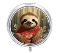 Cartoon Sloth Pill Box Mini Pill Case Pocket Pill Case for Men Travel Pill Box Cute Pill Organizer 3 Compartment Medicine Pill Organizer Pill Container Pill Holder