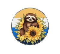Cartoon Sloth Sitting on Sunflower Fridge Sticker Funny Fridge Magnets Novelty Round Fridge Magnets Reusable for Whiteboard, Locker, Kitchen, Office- Strong Decor Magnetic Stickers