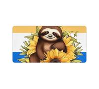 Cartoon Sloth Sitting on Sunflower Keyboard Mat Large Gaming Mouse Pad, Anti-Slip Desk Mat for Desktop Desk Work/Home Writing Mat 11.8 * 23.6 Inches