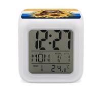 Cartoon Sloth Sitting on Sunflower Night Light Alarm Clock LED Display Alarms for Bedroom Smart Digital Alarm Clock Wtih 7 Colorful Ambient Lights Sleep Timer for Heavy Sleepers Simple Operation
