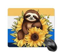 Cartoon Sloth Sitting on Sunflower Square Mouse Pad Portable Computer Mousepad with Non-Slip Rubber Base 18 * 22cm Ultra-Thin Gaming Mouse Mat for Computer Laptop Office Desk Accessories