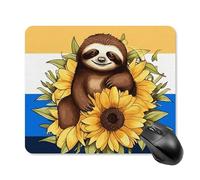 Cartoon Sloth Sitting on Sunflower Square Mouse Pad Portable Computer Mousepad with Non-Slip Rubber Base 25 * 30cm Ultra-Thin Gaming Mouse Mat for Computer Laptop Office Desk Accessories