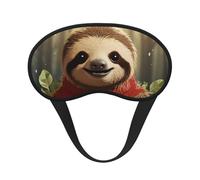 Cartoon Sloth Sleep Mask for Side Sleeper, Blackout Sleep Eye Mask Comfortable Blindfold Eyeshade Soft Breathable Sleeping Mask with Elastic Strap Silk Eye Covers for Travel