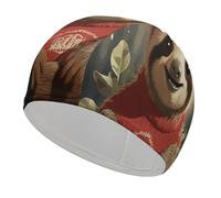 Cartoon Sloth Swim Cap Comfortable Shower Caps for Drag Reduction and Hair Protection Durable Soft Elastic Bathing Cap Keep Hairstyle Unchanged for Women and Men