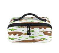 Cartoon Sloth Tree Travel Makeup Bag Portable Funny Sloth Waterproof Pouch Open Flat Toiletry Bags Toiletries Cosmetics Traveling Organizer for Women Men