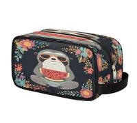 Cartoon Sloth Watermelon Floral Toiletry Bag for Travel, Cosmetic Makeup Bag Waterproof Polyester Shaving Bag for Men Women Kids, Portable Organizer for Bathroom Gym Vacation