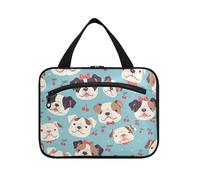 Cartoon Small Bulldog Cherry Hanging Makeup Bag Large Travel with Hook, Designer Necessities kit Bag for Adults Camping Bolsa para maquillaje L