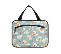 Cartoon Small Bulldog Cherry Hanging Mens Travel Bag with Hook, Designer Collapsible Shave kit for Travel Accessories Work kit de para Mujer L