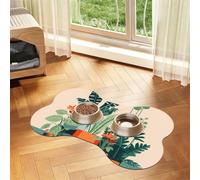 Cartoon small green plant Bone Shaped Absorbent Dog Feeding Mat