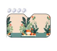 Cartoon Small Green Plant Medium Car Windshield Sunshade - Quick Cooling in The car in Summer, Portable Storage Sunshade