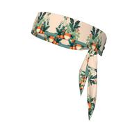 Cartoon Small Green Plant Pattern Tennis Headband for Women,Sweat Band for Workout, Head Tie for Running, Football, Basketball,Athletics