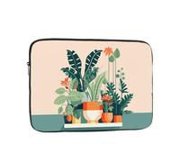 Cartoon small green plant Patterned 12 inch Portable Laptop Bag - Perfect for Business, Travel, School, Office Shockproof Laptop Inner Pocket