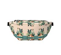 Cartoon small green plant Prints Adjustable running waist bag crossbody bag lightweight and comfortable suitable for fitness jogging travel
