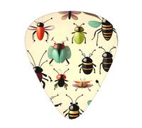 Cartoon small insects Guitar Picks 12 Pack Assorted Thickness-0.46mm 0.71mm 0.96mm Thin Medium Heavy Picks for Acoustic Electric Guitar Ukulele