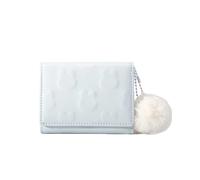 Cartoon Small Wallet Cute Short Wallet Women's Solid Color Cute Pattern Simple Multi Card Bag Zero Wallet(Blue)