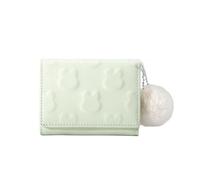 Cartoon Small Wallet Cute Short Wallet Women's Solid Color Cute Pattern Simple Multi Card Bag Zero Wallet(Green)
