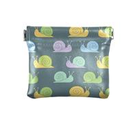 Cartoon Snails Shells Gray Pattern PU Leather Coin Purse Small Portable Mini Pocket Size Coin Pouch and Card Holder for Women and Men