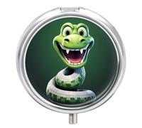 Cartoon Snake Green Pill Box Mini Pill Case Pocket Pill Case for Men Travel Pill Box Cute Pill Organizer 3 Compartment Medicine Pill Organizer Pill Container Pill Holder