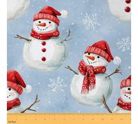 Cartoon Snowman Fabric by The Yard,Merry Christmas Snowmen Upholstery Fabric,Winter Style Snowflake Decorative Cloth for Furnishing Sofa Upholstery,Crafts & Sewing Supplies DIY Fabrics,1 Yard