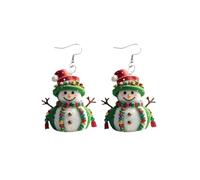 Cartoon Snowman Santa Hat Red Green Acrylic Dangling Hook Christmas Earrings for Women Lightweight Cute Funny Creative Smiley Face Snowman Dangle Drop Earring Winter Xmas Party Festival Jewelry Gift
