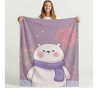 Cartoon Sofa Throw Microfiber Warm Cosy Bedding Soft White Purple Minimalist Cute Bear Couch Blanket Machine Washable No Shedding for Students Teens Gamers 59in × 71in (150cm × 180cm)