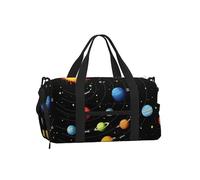 Cartoon Solar System Gym Bag for Men Women, Space Galaxy Weekend Travel Duffle Bag with Shoe Compartment,Water-Resistant Sport Overnight Tote Dance Yoga Carry On Holdall