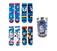 CARTOON Sonic Kids Socks 4 Pairs Cotton Blend Socks with Money Box, multi-coloured, 35-38