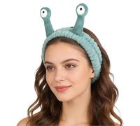 Cartoon Spa Headband, Green Palm & Snail Design Coral Fleece Elastic Hair Band, Soft Non Slip Makeup Shower Hair Accessories for Facial Skincare Yoga Sports Daily Use