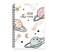 Cartoon Space and Stars 2026 Notebook A5 To Do List Notebook Journal Daily 2026 Diary Mens Diary Planner A5 for Project Week To View Monthly Year Planner with Dotted Line Note Page Slim