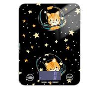 Cartoon Space Cat Illustration Easy Clean Scale for Food Weight 11lb/0.18oz, 5kg/5g mini Scales with 4 Unit for Keto Spices Cooking (Batteries not Included)