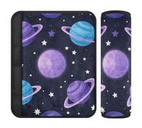 Cartoon Space Planet Colorful 2 pcs car seat Shoulder Strap Pads, Stop seat Belt Cutting into Neck, carseat Belt Covers for Airplane Auto Van 10x7.7 in funda para cinturón de
