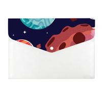 Cartoon Space Planet Folders, Clear Folders A4 Wallets, A4 Document Folder, Campus Plastic Wallets, Files with Snap Button, Plastic Pockets for School Office Home Travel