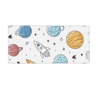 Cartoon Space Planet Mouse Mat Universe Rocket Gaming Mouse Pad with Stitched Edges Non-Slip Large Desk Mat for PC Laptop Office Home Gamer 900x400x3mm Keyboard Mousepad