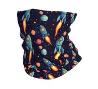 Cartoon Space Rocket Decorative Half Face Scarf Washable Face Cover Facial Covering For Yoga Climbing Outdoor