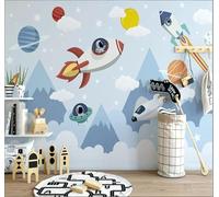 Cartoon Space Rocket Planet Astronaut 3D Wallpaper Easy Install Feature Office Living Room Sofa Bedroom TV Background Wall Decoration-430cm×300cm