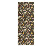 Cartoon Space ROCKETS Red non slip yoga mat for women printed, non slip, non slip yoga mat towel with carrying bag tapete para ejercicio 71x26 inches