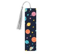 Cartoon Space Star Bookmark Colorful Planet Wooden Bookmark with Tassel Book Mark for Women Men Reading Page Markers Gifts for Book Lovers