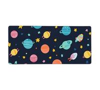Cartoon Space Star Mouse Mat Colorful Planet Gaming Mouse Pad with Stitched Edges Non-Slip Large Desk Mat for PC Laptop Office Home Gamer 900x400x3mm Keyboard Mousepad