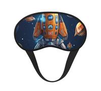 Cartoon Spaceship Rocket Sleep Mask for Side Sleeper Soft Breathable Sleeping Eye Mask Blackout Silk Eye Sleep Shade Cover with Elastic Strap Night Blindfold for Women Men Travel Nap