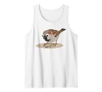 Cartoon Sparrow Eating Birdseed Art Tank Top