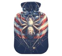 Cartoon Spider 4th of July Independence Day hot Bottle Water Bag with Soft Cover, 2L hot Water Bag for Hand Feet Warmer, Neck Shoulder Warmer, Bolsa Caliente para Dolores Menstrual