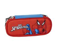 CARTOON Spider-Man Tombolino School Pencil Case, 22.5 x 8.5 x 5 cm, Oval Semi-Rigid Pencil Case with Internal Elastics and Zip Pocket Organizer for Children Stationery Spider-Man