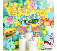 Cartoon Sponge Balloon Arch Kit, 110pcs Cartoon Sponge Balloons Garland Arch Kit Includes Cartoon Sponge Birthday Banner Balloons Backdrop Cartoon Sponge Themed Card etc Sponge Birthday Decorations