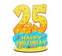 Cartoon Sponge Birthday Number Sign Centerpiece, 25th Wooden Table Decoration for Sponge 25th Birthday Decoration