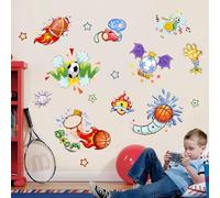 Cartoon Sports Balls Wall Stickers for Boys Basketball Football Baseball Soccer Wall Decals Peel and Stick Wall Artwork Decor for Kids Boys Grils Teen Bedroom Playroom Classoom Wall Decor