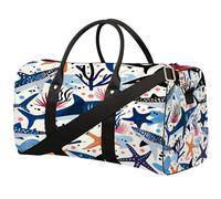 Cartoon Spotted Shark Foldable Travel Duffle Bag Waterproof Sports Gym Bag with Shoulder Straps