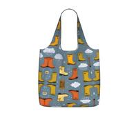 _Cartoon_Spring_Rain_Rain_Boots Print Storage Bag With A Drawstring Backpack With Ripstop Polyester Fabric