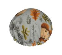 Cartoon Sprouting Acorn Printed Double-Layer Shower Cap, Reusable Shower Cap, Suitable For Various Hair Lengths